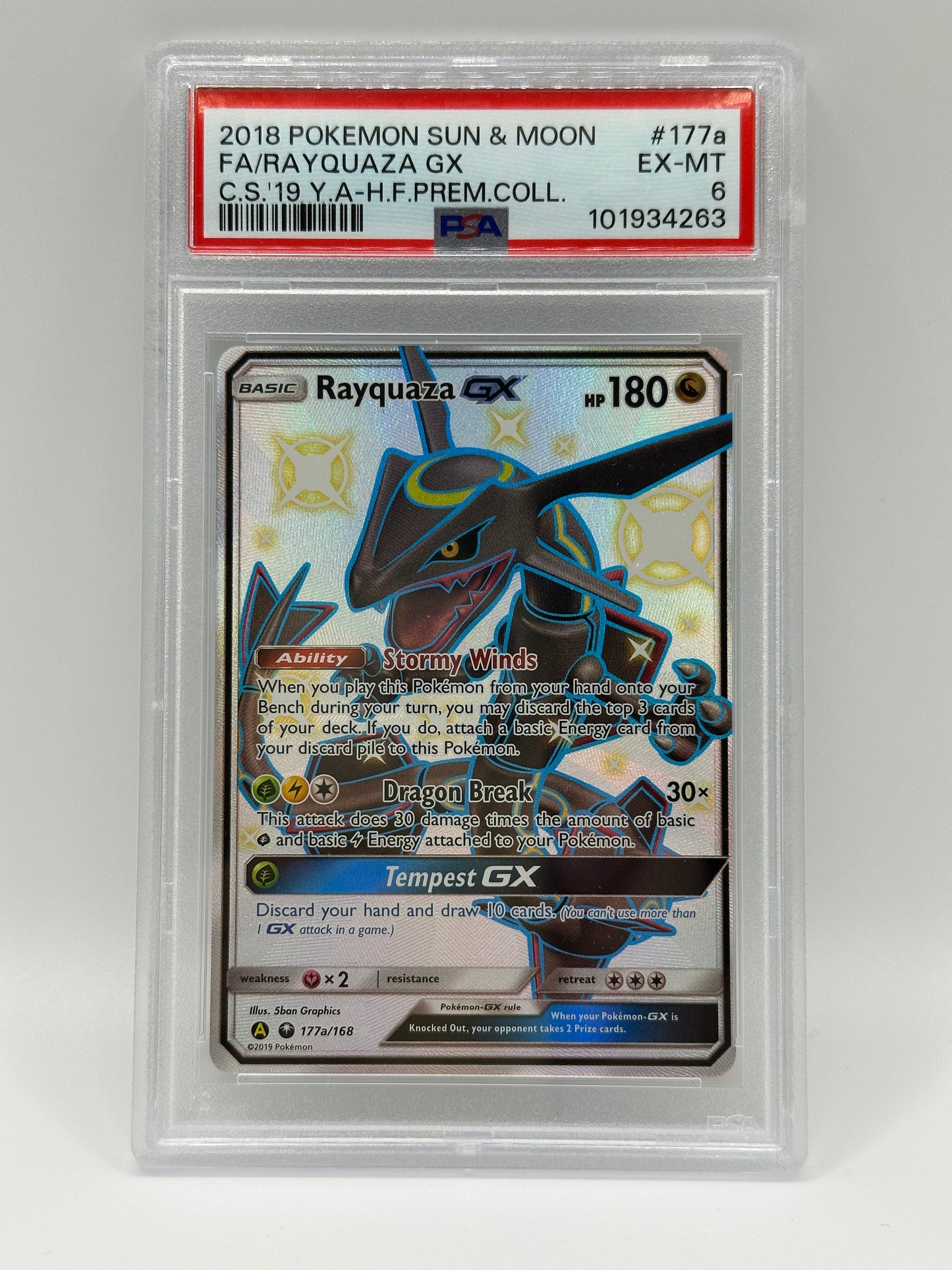 PSA 6 - Rayquaza GX Shiny - 177a/168 Pokemon Hidden Fates Premium Collection